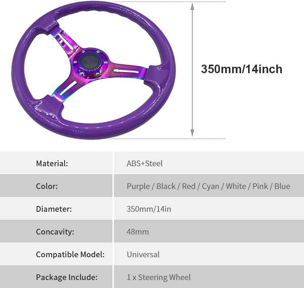 14 inch Deep Dish Car Racing Steering Wheel with Horn T422957
