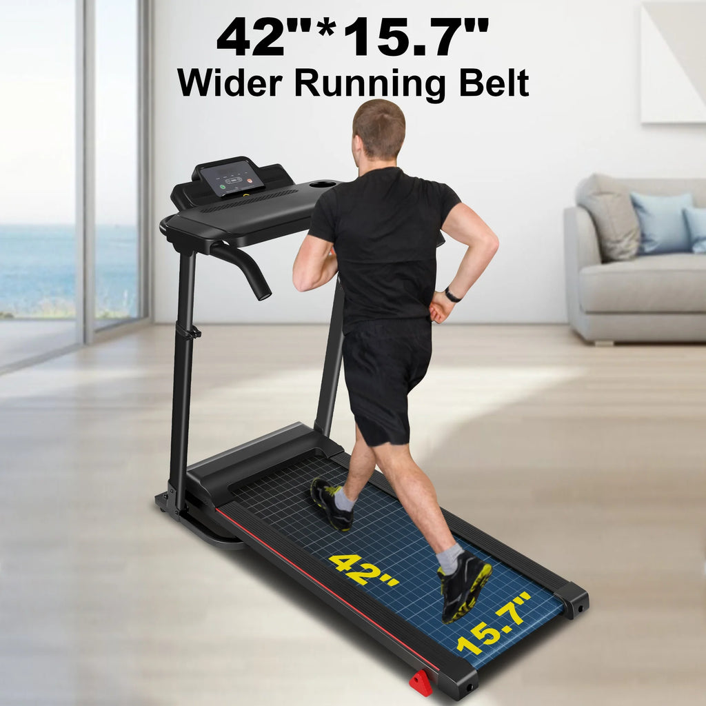 Folding Treadmill with Removable Tabletop and Incline, 2.5 HP, Black Y866219