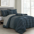Blue 9-Piece Embroidered Comforter & Sheet Set Cal King Size T16459