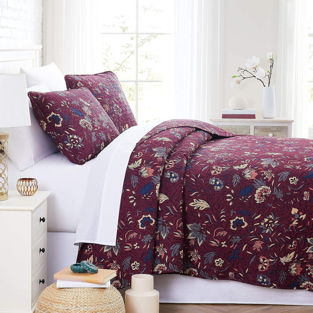 Oversized Quilt Cover Set with 1 Quilt Set and 2 Shams, Full / Queen, Blue Z193