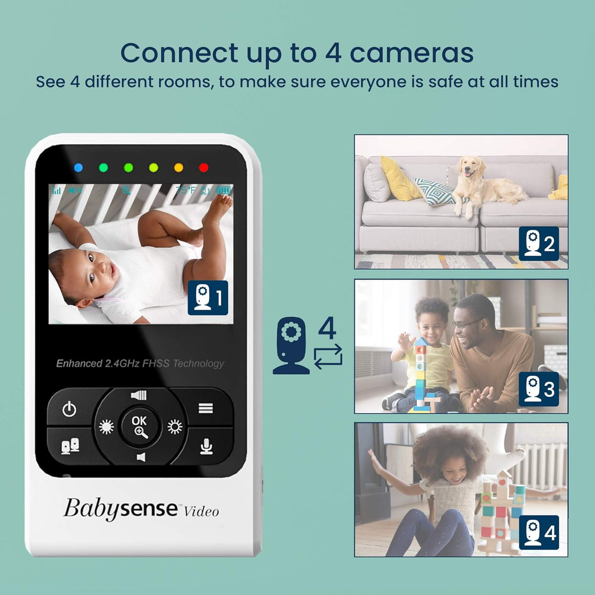 Video Baby Monitor with Camera and Audio, Two Cameras, Night Vision, Two Way Talk O2347