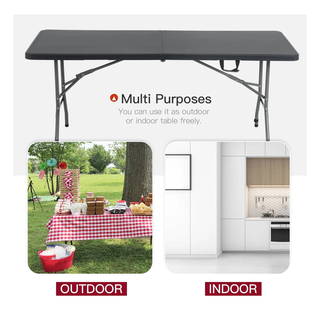 6ft Folding Plastic Table with Carrying Handle S6984