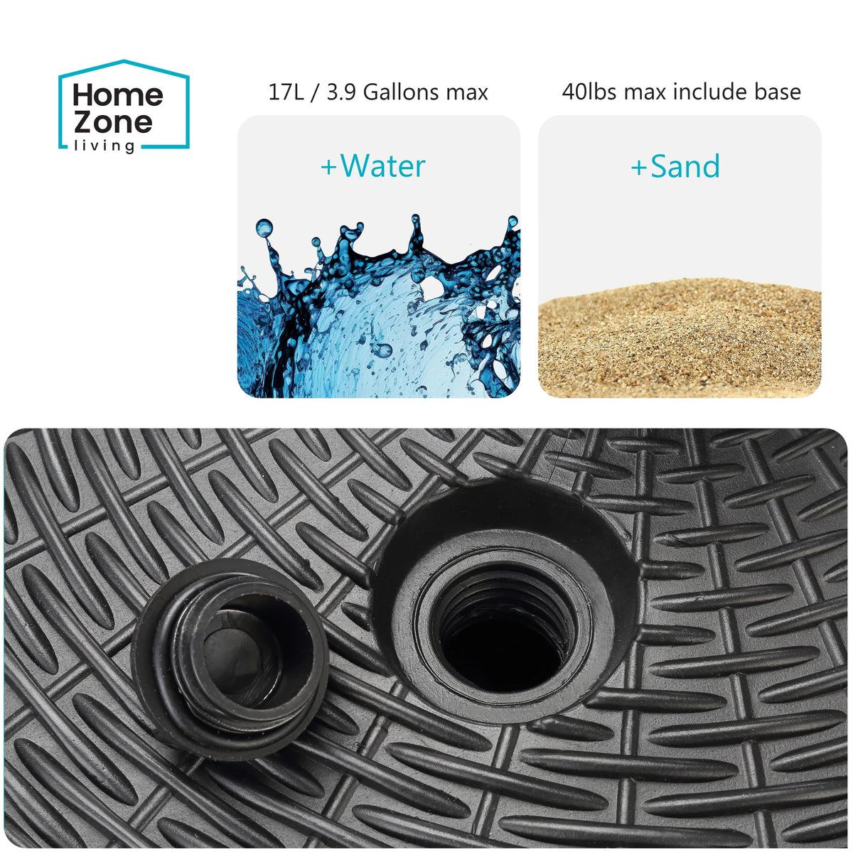 17L Circular Central Pole Umbrella Base with Steel Holder F3137