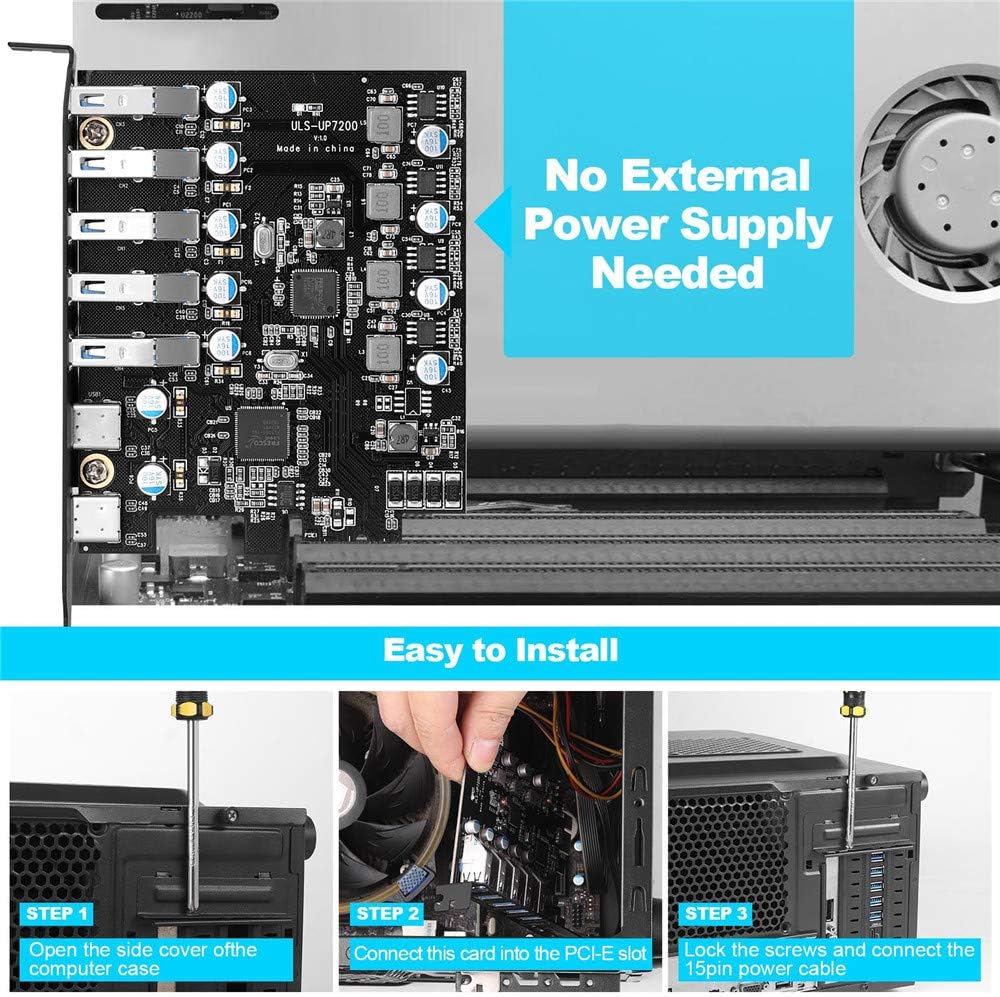 PCI-E to USB 3.0 7-Port Expansion Card J82773