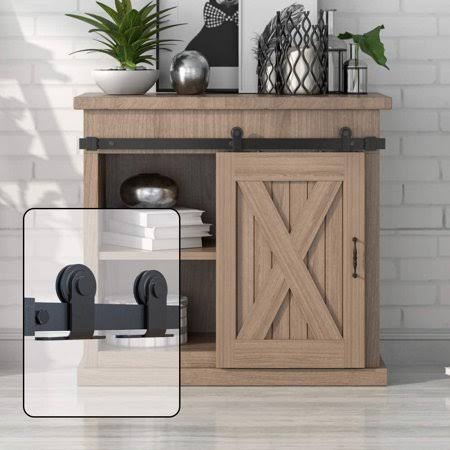 7.5ft Single Mini Sliding Barn Door Hardware Kit Black U7006