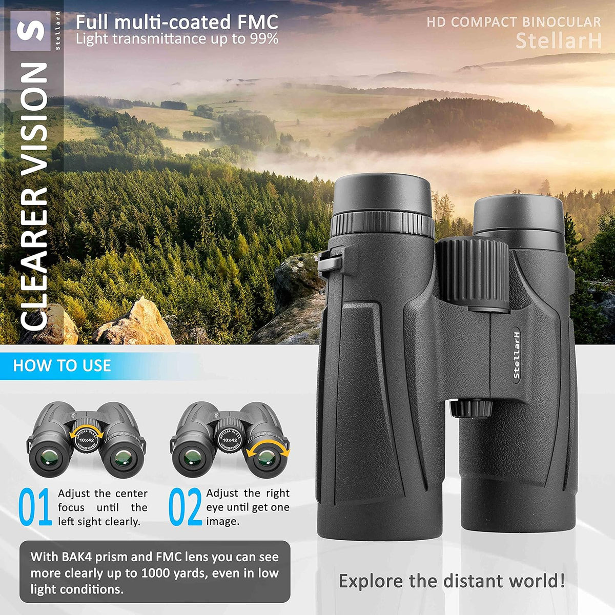 10x42 Waterproof Binoculars with Tripod and Smartphone Adapter D956241