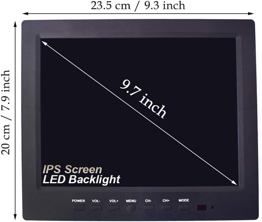 9.7 CCTV Monitor IPS HD LCD Screen 1024x768 with VGA HDMI AV BNC USB Ports Built-in Speaker Q384