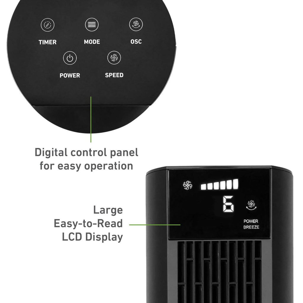 Black Oscillating Digital Tower Fan D1151