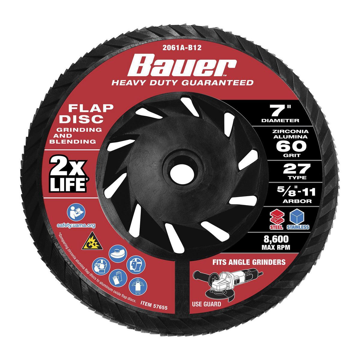 7 in. 60-Grit Type 27 Flap Disc with Zirconia Grain R370885