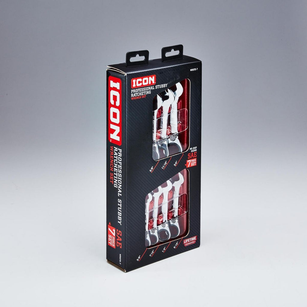7 Piece SAE Ratcheting Combination Wrench Set V608