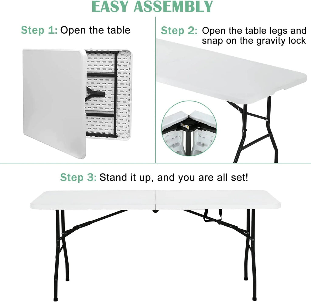 6ft Folding Plastic Table with Carrying Handle S6984
