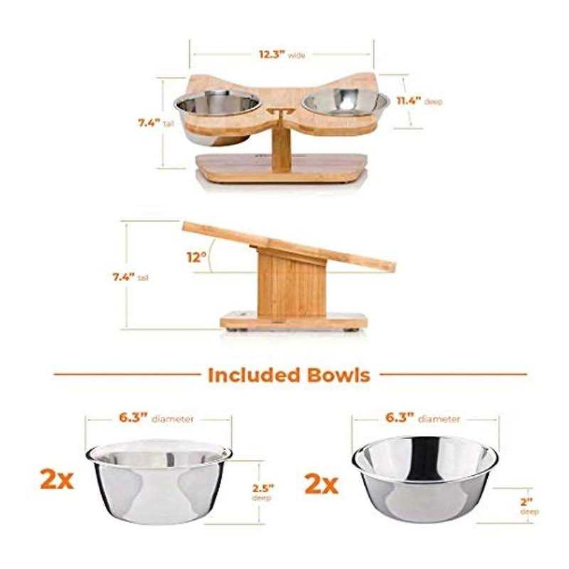 Elevated Dog Bowl Stand with Stainless-Steel Food and Water Bowls Q5447