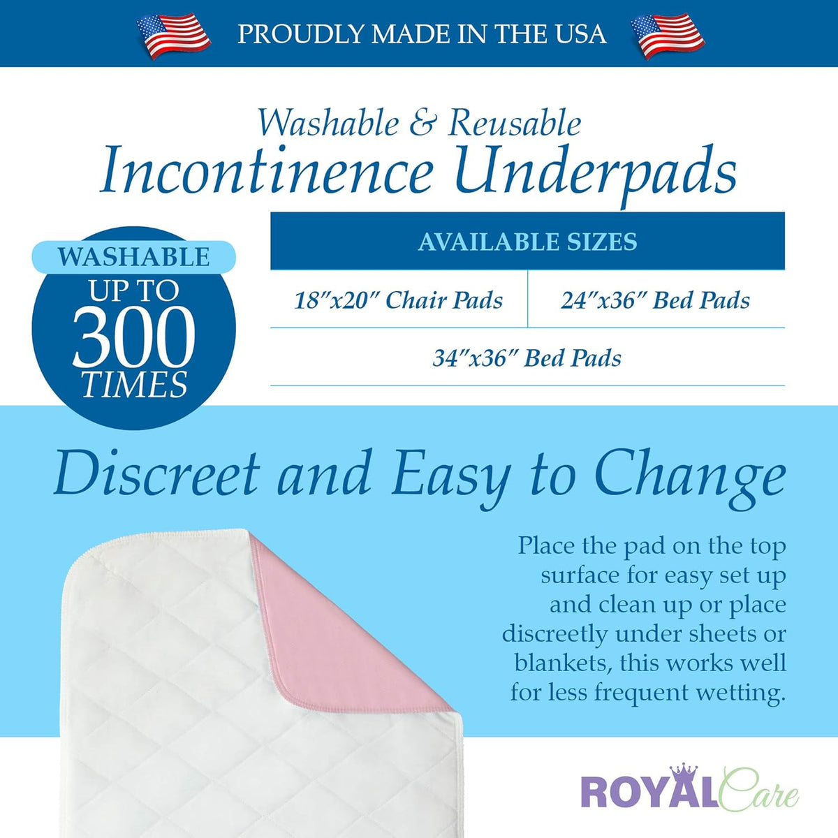 4 Pack 24” x 36” Reusable Waterproof Incontinence Bed Pads X599320