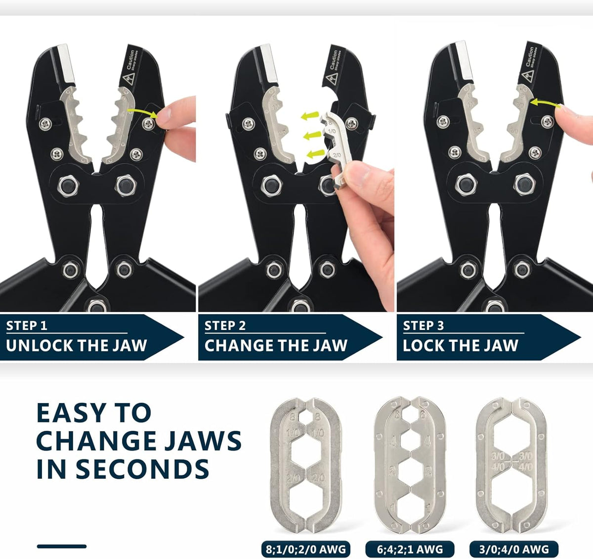 Battery Cable Lug Crimping Tool Set with Interchangeable Jaws M1098