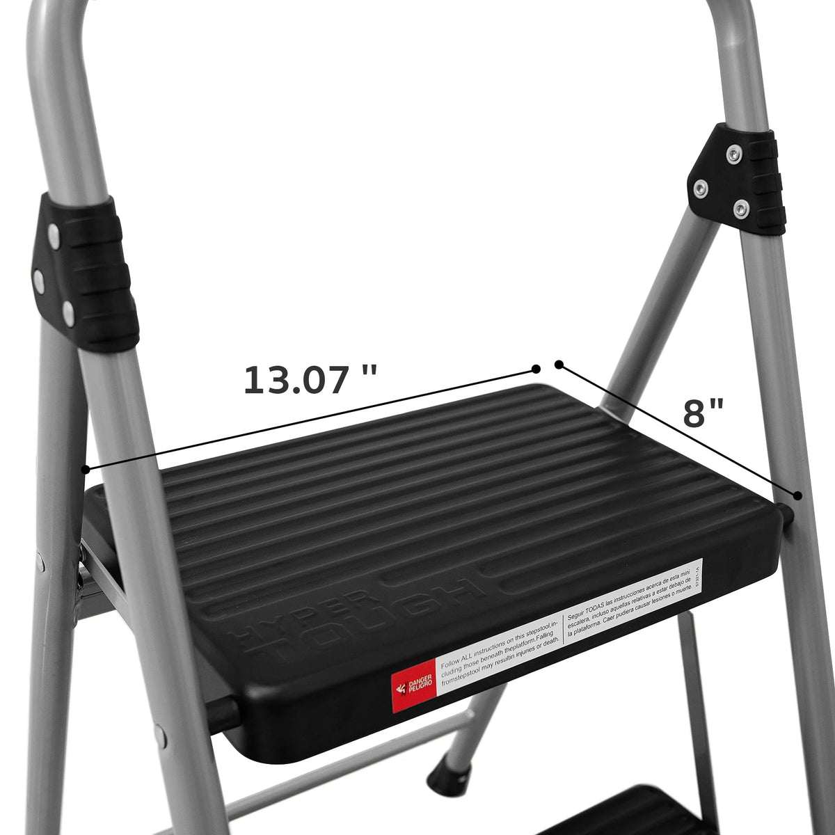 Gray & Black 2-Step Steel Foldable Step Stool P24739