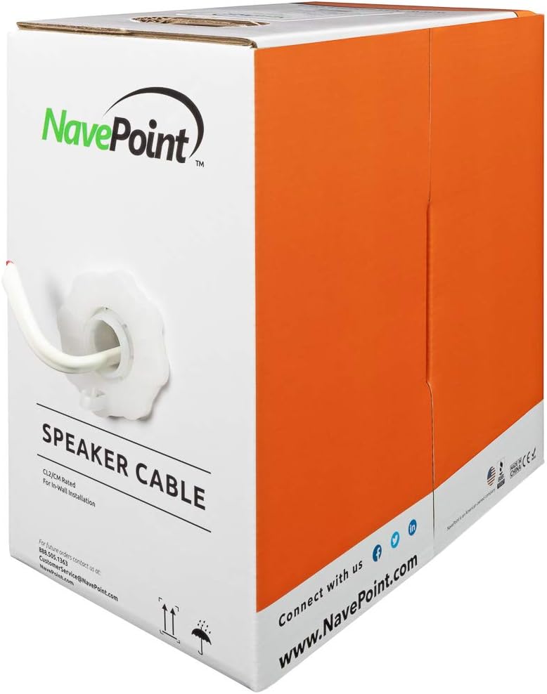 500ft 18/2 AWG 2 Conductor White Speaker Cable I990
