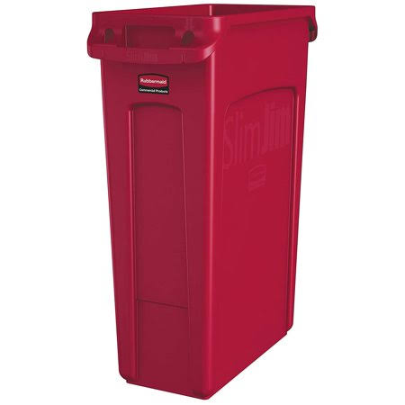23 Gallon Red Plastic Rectangular Trash Can P92526