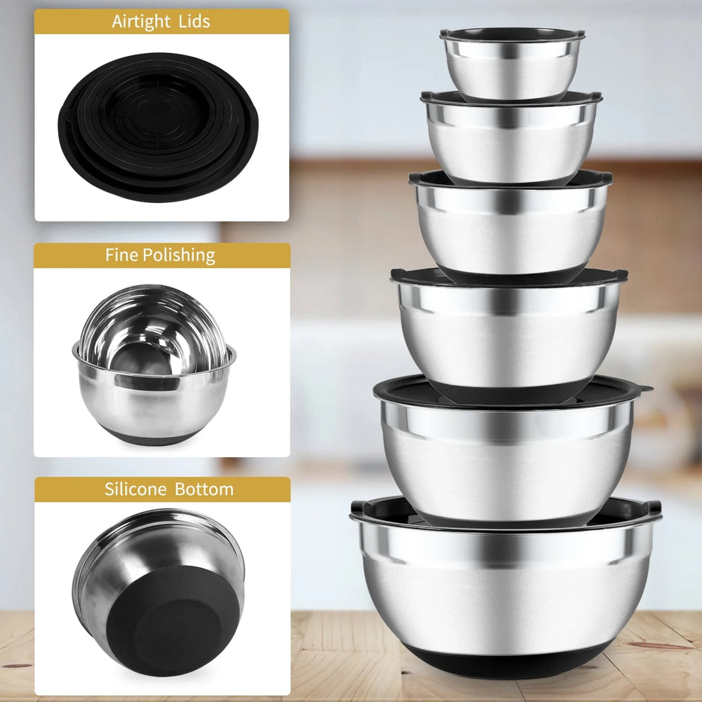 20 Pcs Stainless Steel Mixing Bowls Set with Lids L577
