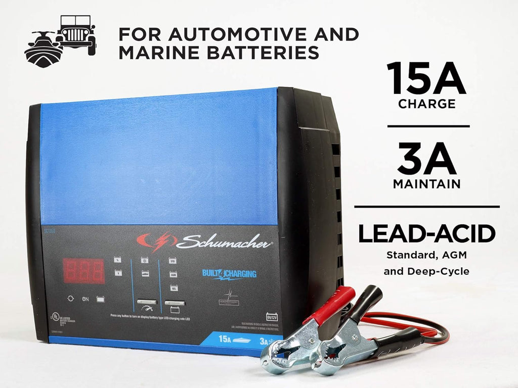 Fully Automatic 15 Amp 3 Amp 6V 12V Battery Charger Maintainer B141