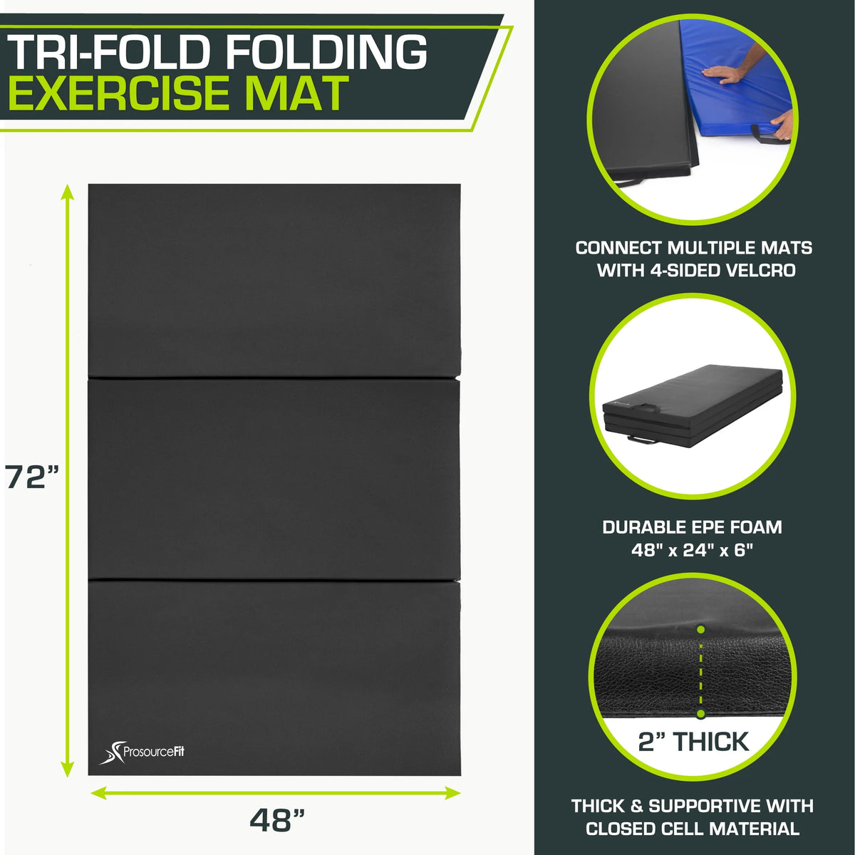 Tri-Fold Folding Gymnastics Mat 6'x4' C4867