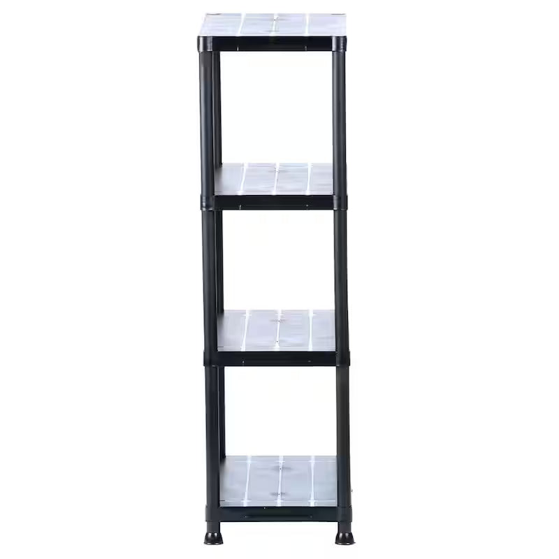 4-Tier Black Plastic Storage Shelving Unit D81947