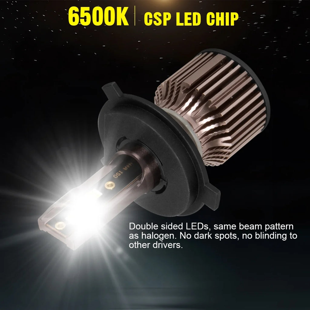 H4 9003 Dual Beam LED Bulbs, H11 Fog Light, 6500k Cool White, IP68 Waterproof H9941