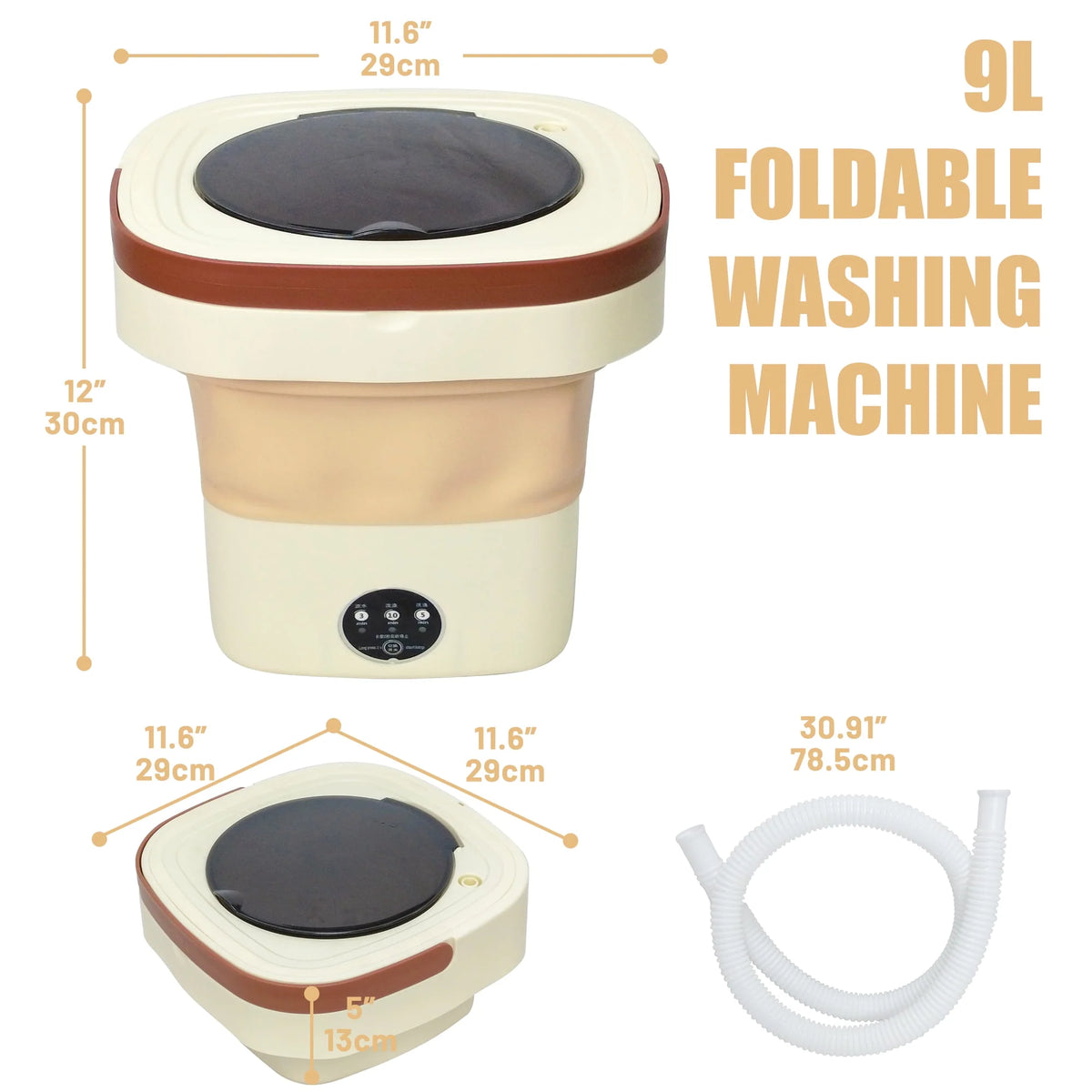 9L Portable Foldable Mini Washing Machine and Dryer Combo S195