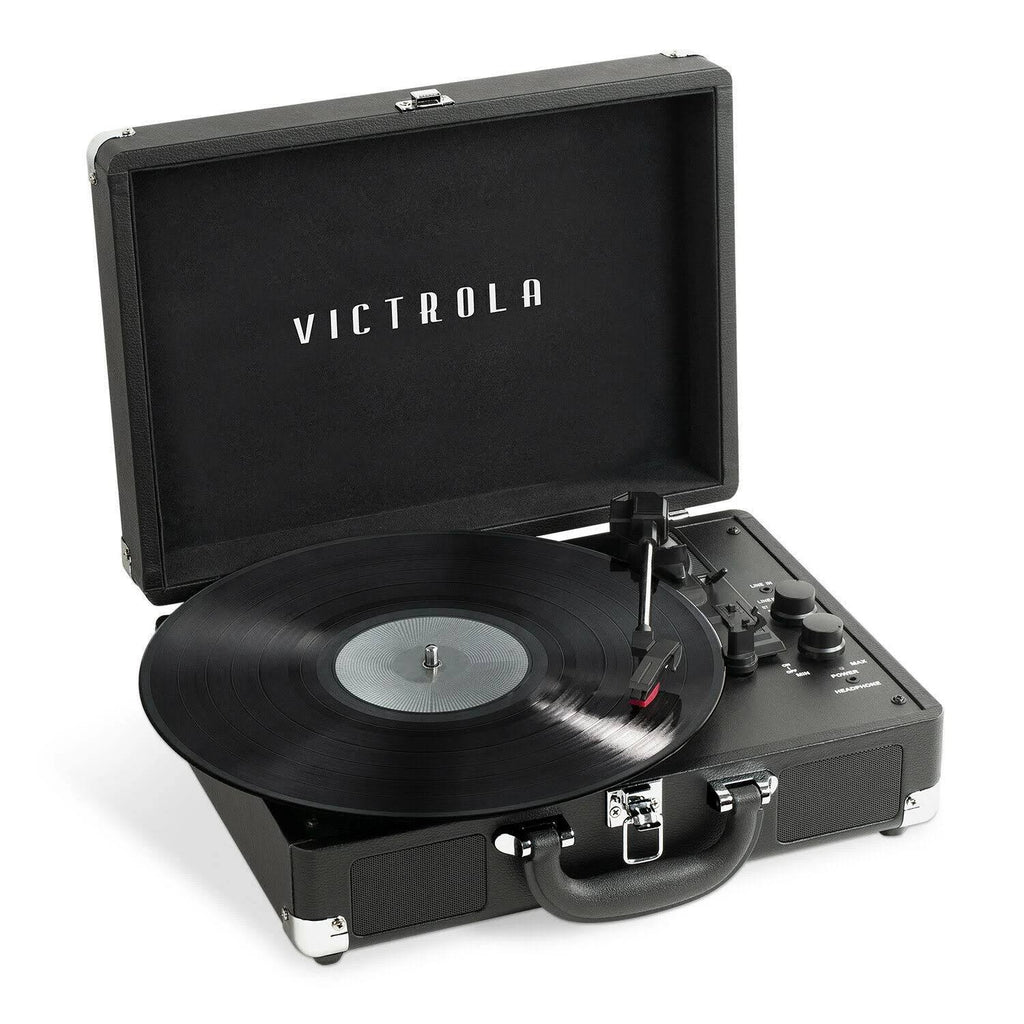 Portable Suitcase Record Player 3-Speed Turntable with Built-In Bluetooth Speakers H68259