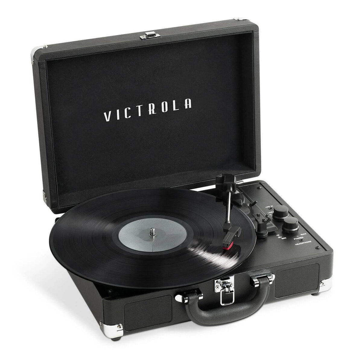 Portable Suitcase Record Player 3-Speed Turntable with Built-In Bluetooth Speakers H68259