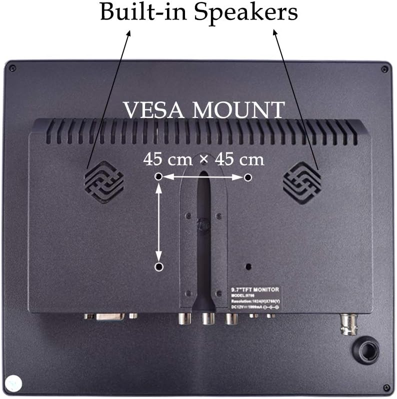 9.7 CCTV Monitor IPS HD LCD Screen 1024x768 with VGA HDMI AV BNC USB Ports Built-in Speaker Q384