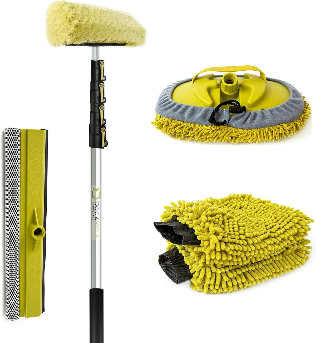 Car Cleaning Kit with Soft Car Wash Brush, Squeegee, Mitt, Microfiber Cleaning Head & Extension Pole I4555