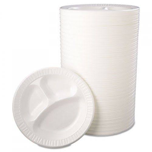 White 3 Compartment Laminated Foam Plate B905