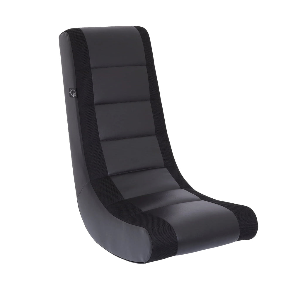 Black Red Faux Leather Polyester Mesh Video Rocker Floor Gaming Chair H6694