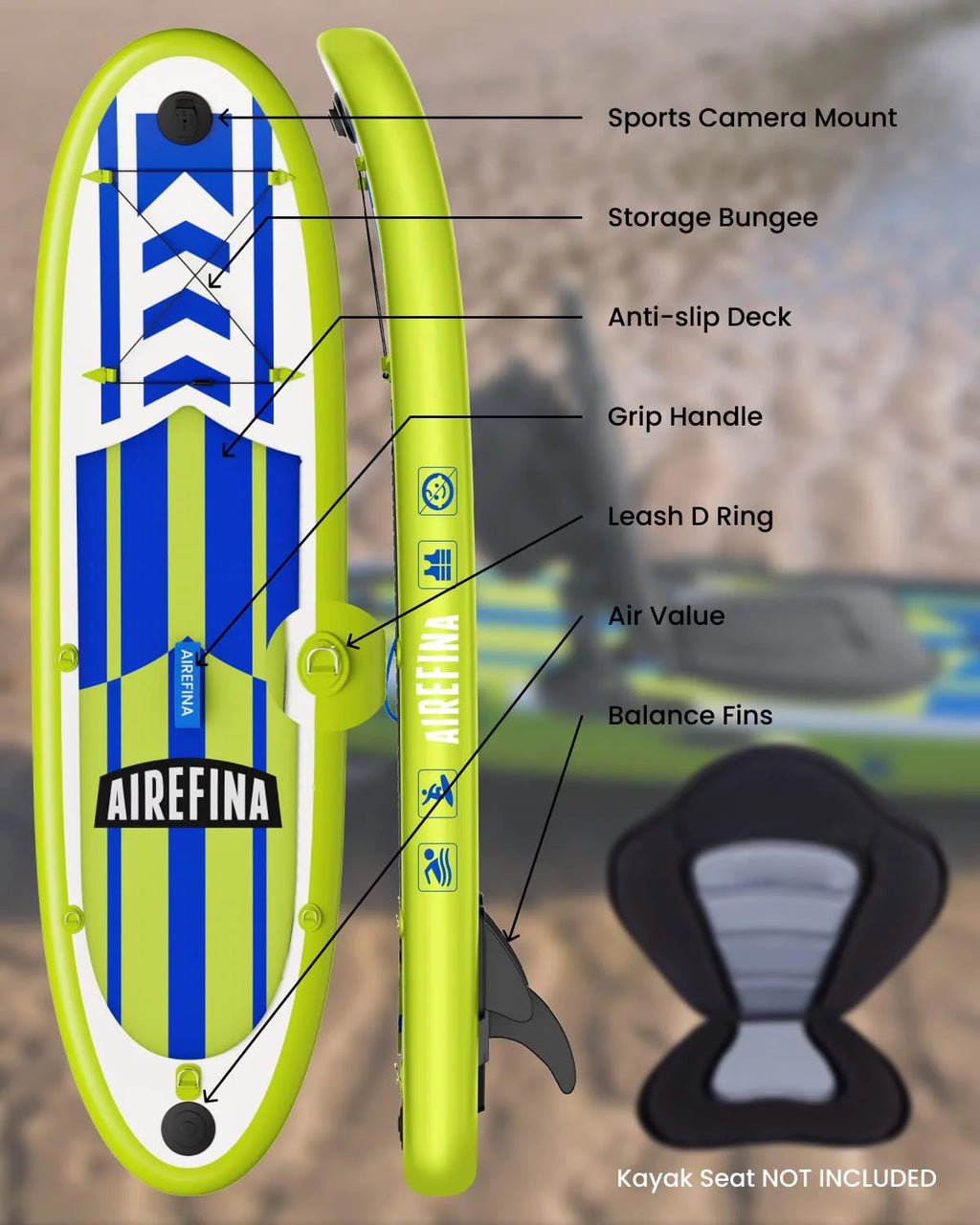 11' Inflatable Stand Up Paddle Board with Carrying Bag Q453339