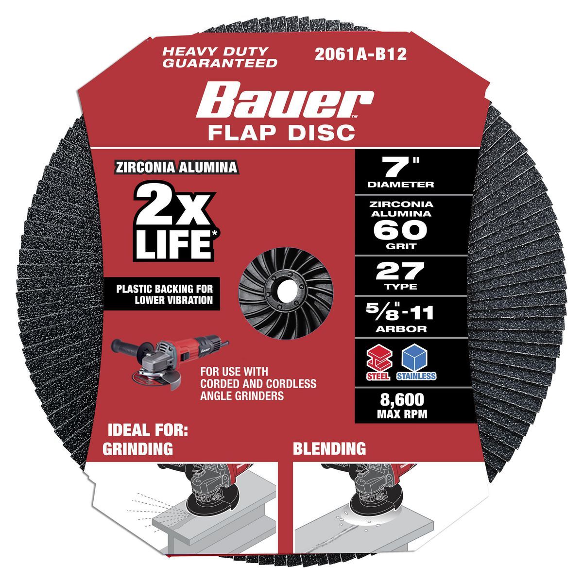 7 in. 60-Grit Type 27 Flap Disc with Zirconia Grain R370885