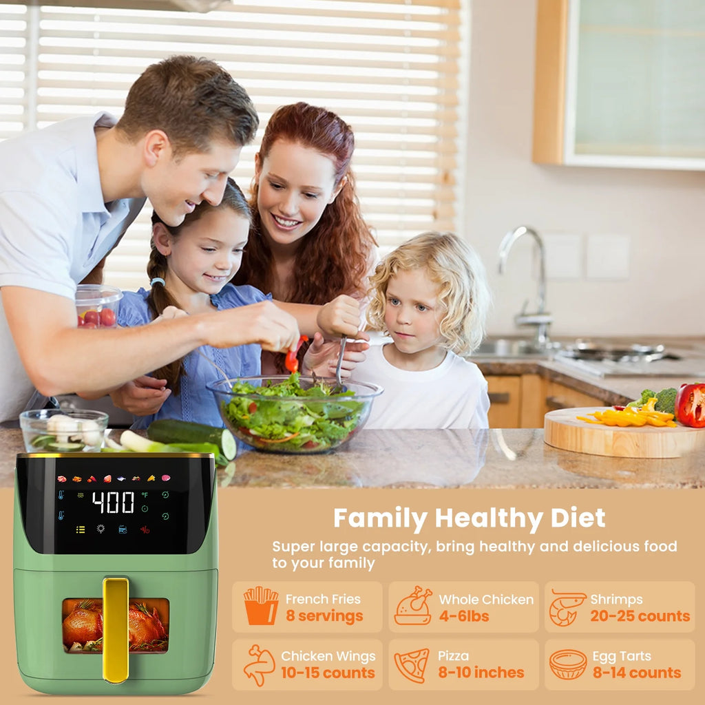 Air Fryer Large 8.5 QT White 8 in 1 Touch Screen Visible Window 1750W U1884