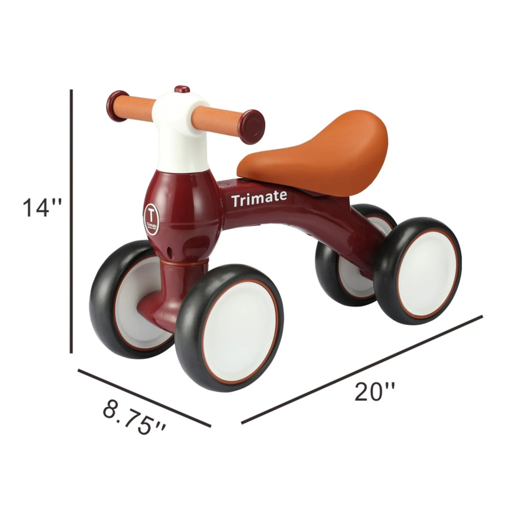 Wine Red 4 Wheels Baby Walker Balance Bike G1538