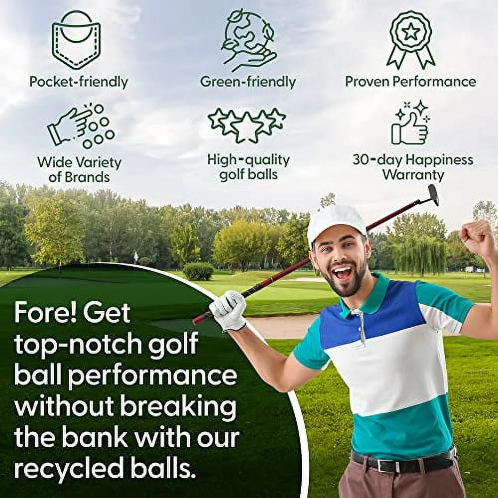 50 Pack Recycled Golf Balls with 15 Tees and Mesh Carrying Bag C68324