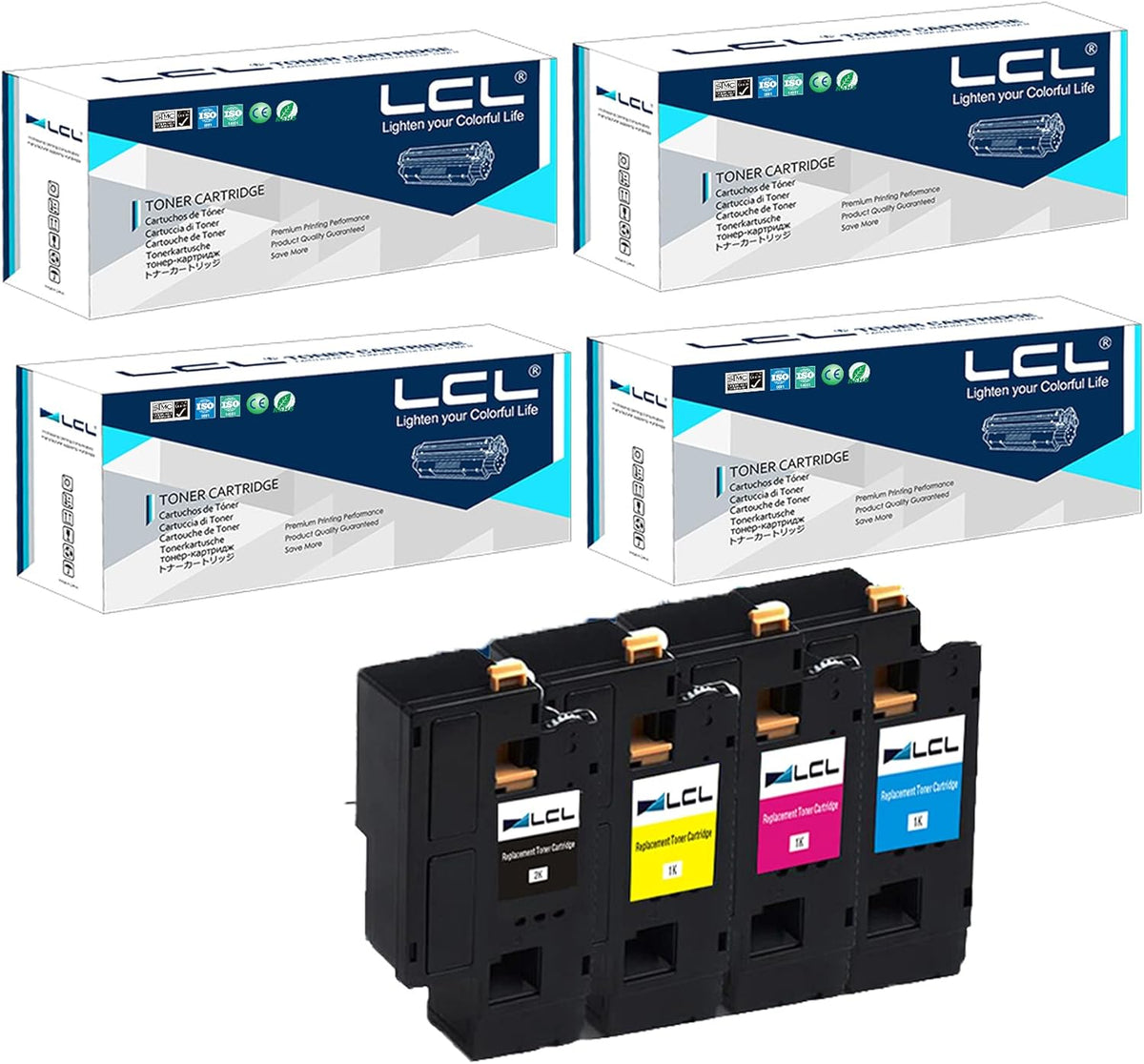 Remanufactured Toner Cartridge Replacement 4-Pack Black Cyan Magenta Yellow A478