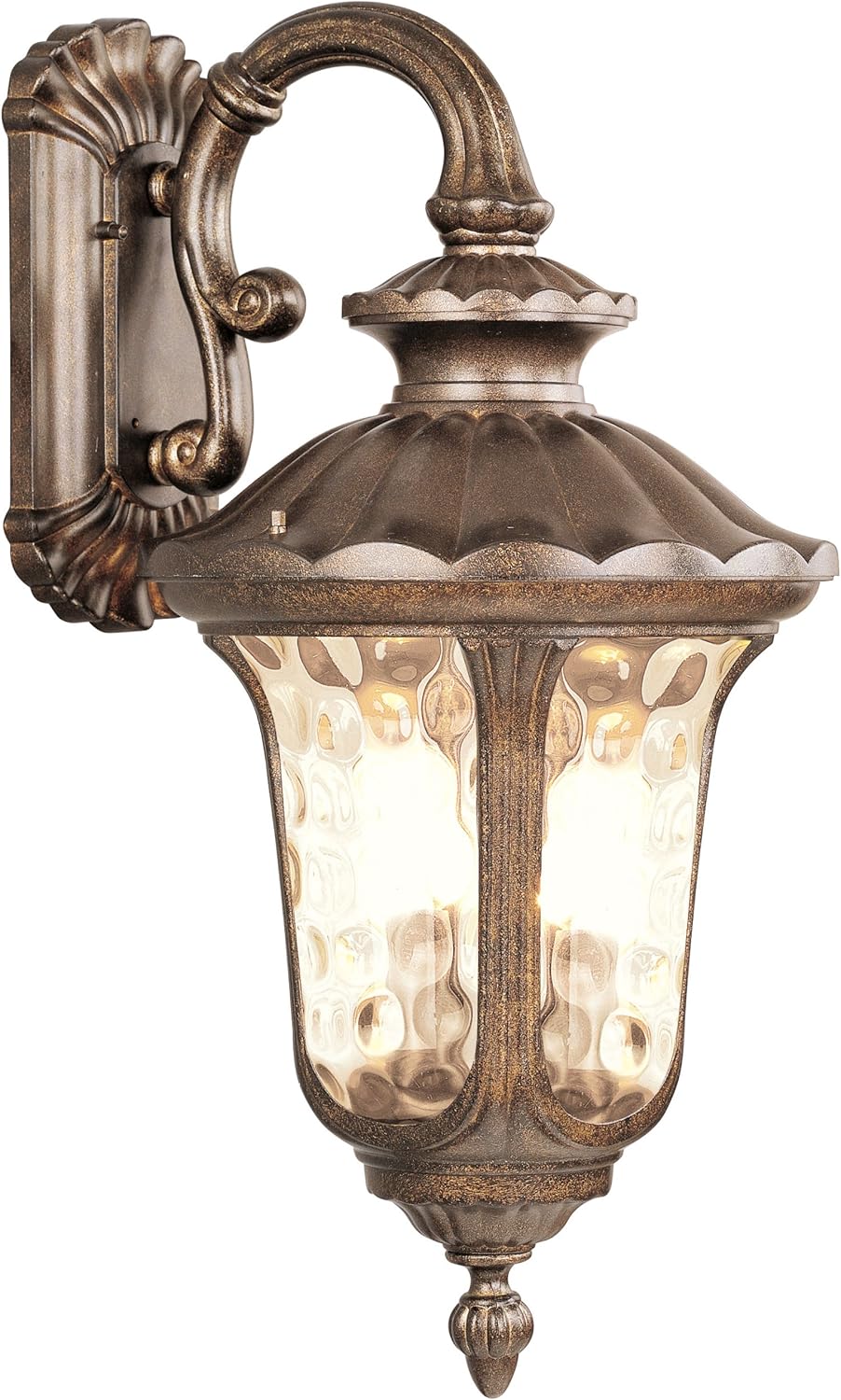 Outdoor Wall Lantern with Amber Water Glass Shades Y8359
