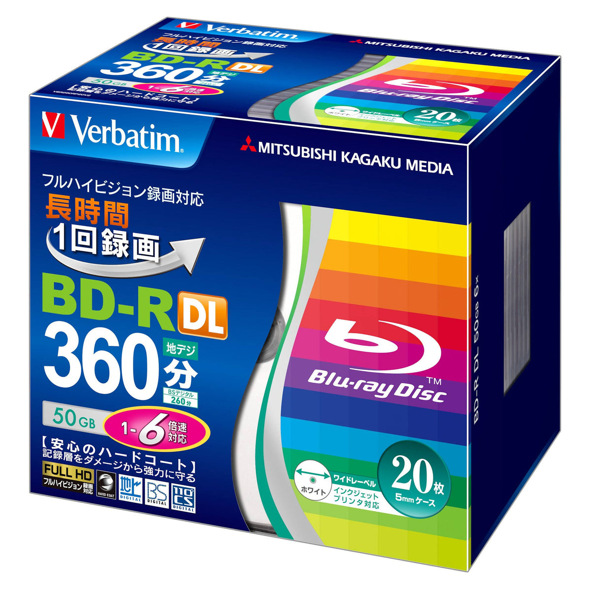 50 GB 6X Speed BD-R DL Recordable Discs 20 Pack Y3452