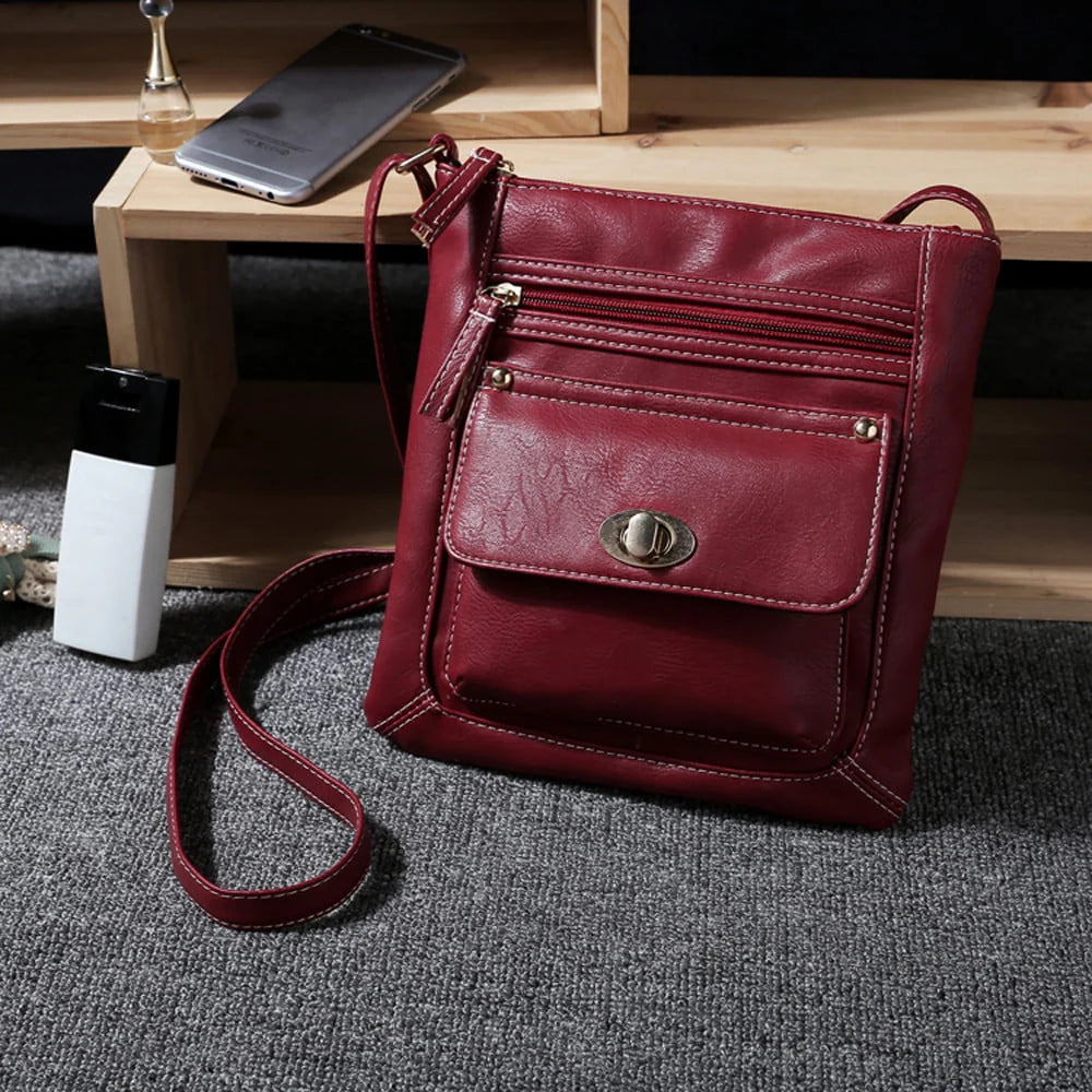 Black Leather Crossbody Satchel Bag B465254