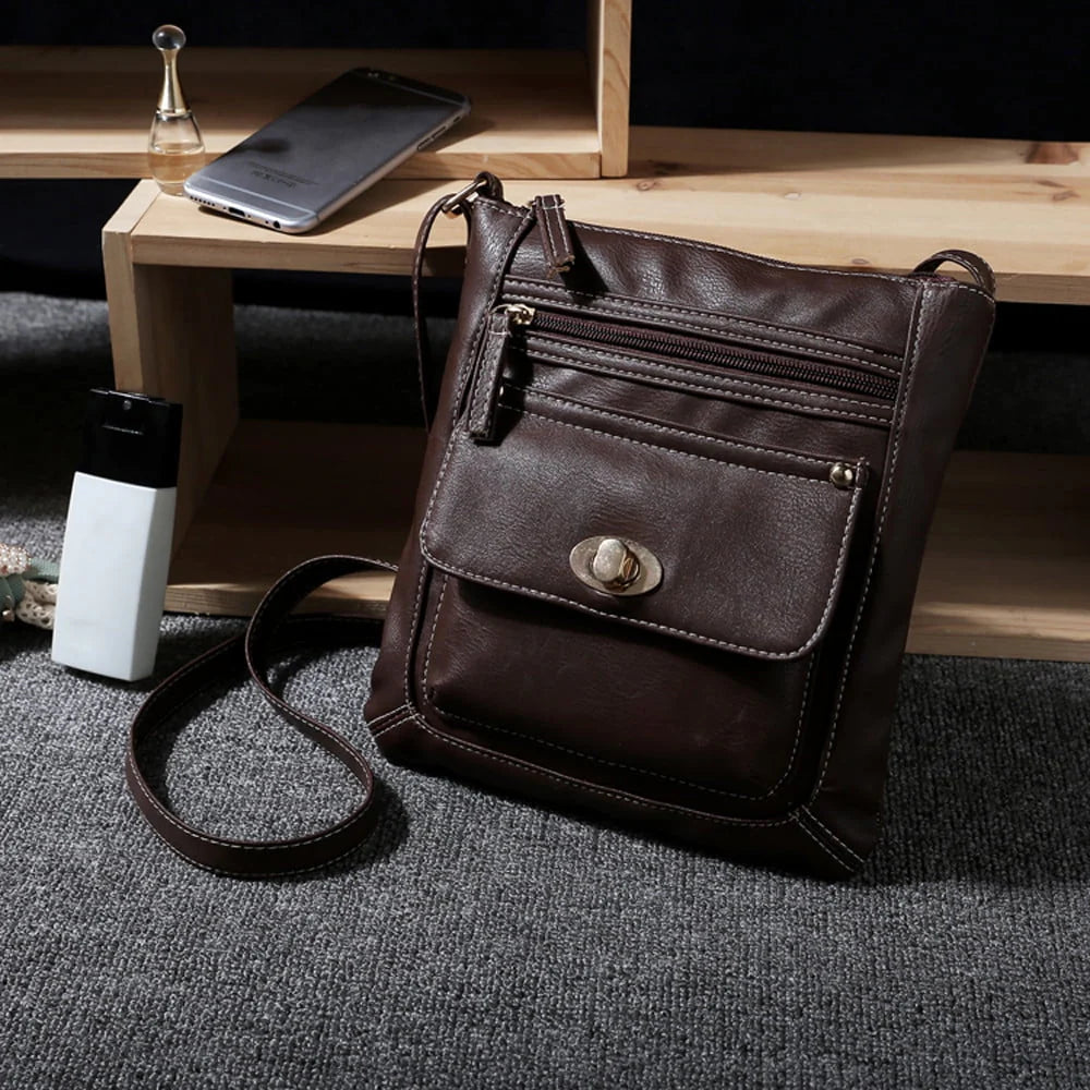 Black Leather Crossbody Satchel Bag B465254