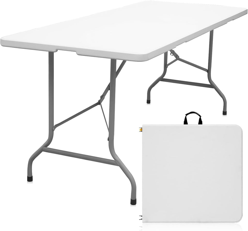 White 4FT Adjustable Folding Plastic Table X95570