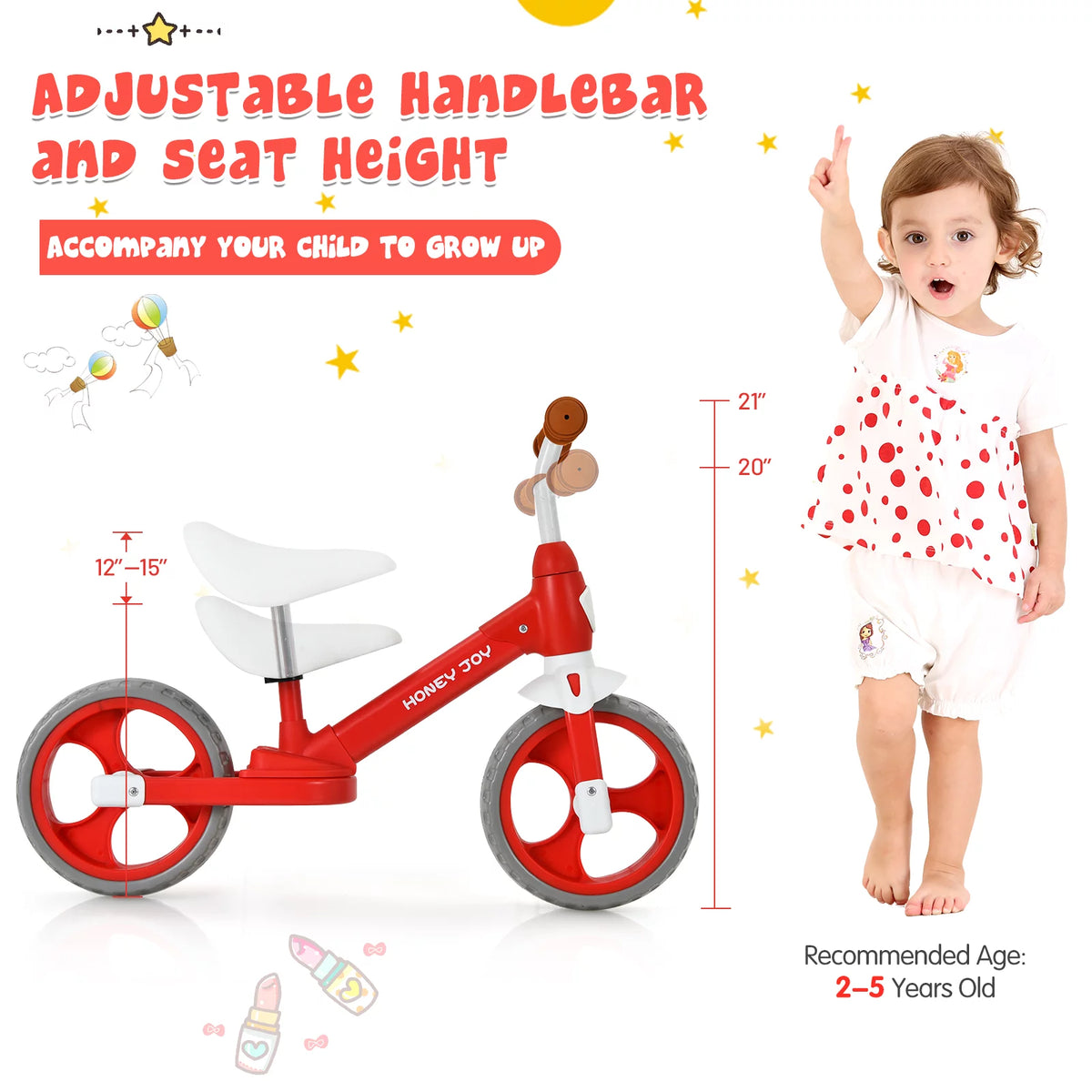 Kids Balance Bike with Feetrests Red D1859