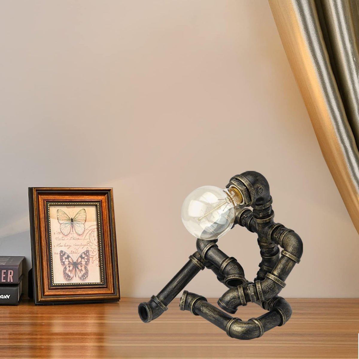 Bronze Iron Water Pipe Robot Lamp D925
