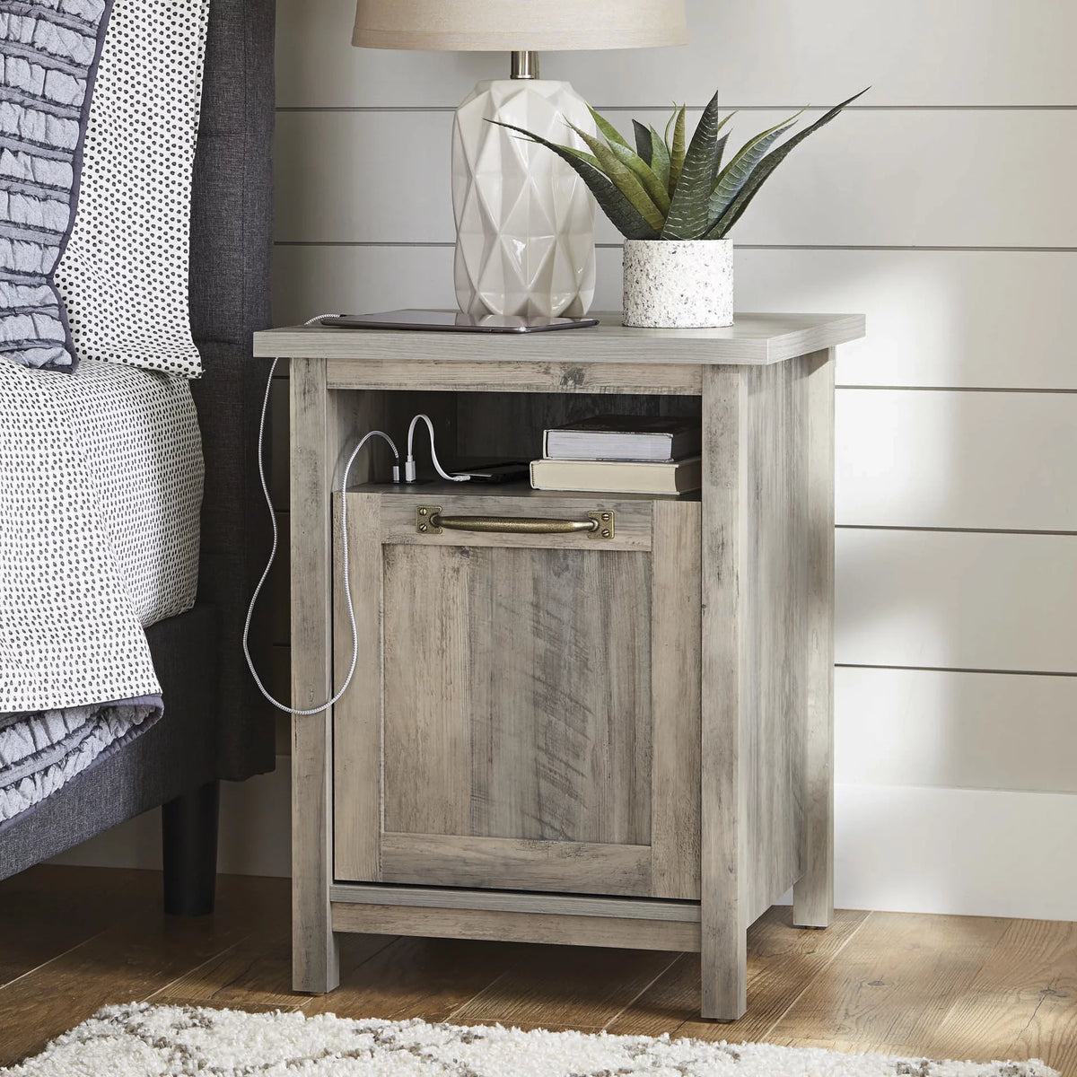 Rustic White Finish Nightstand N857547