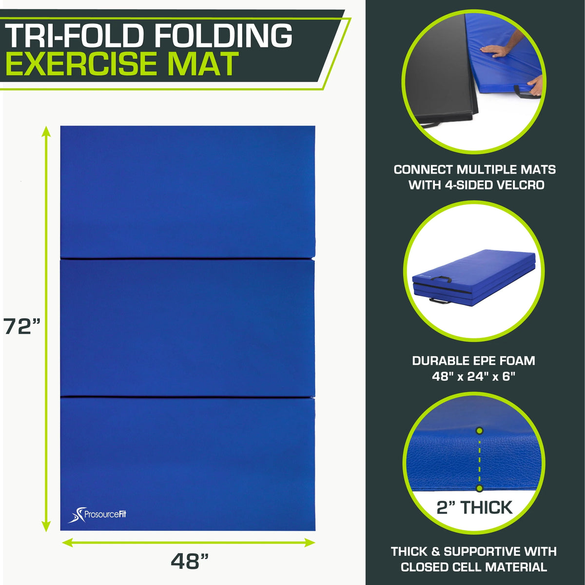 Tri-Fold Folding Gymnastics Mat 6'x4' C4867
