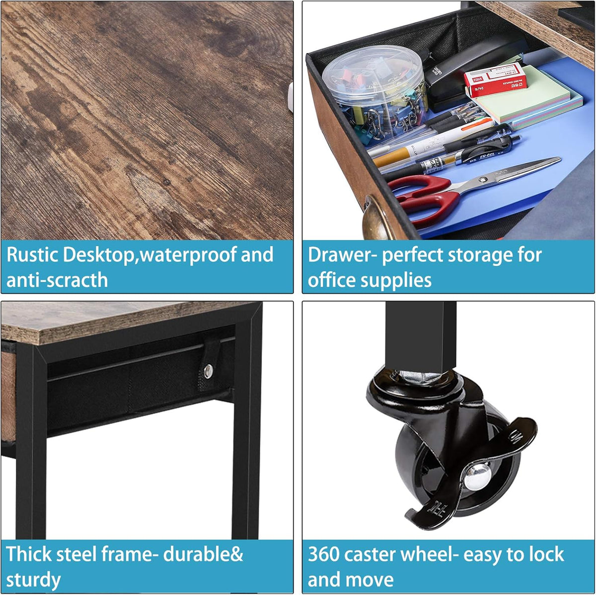 3 Tier Printer Stand with Storage Drawer and Wheel R437374