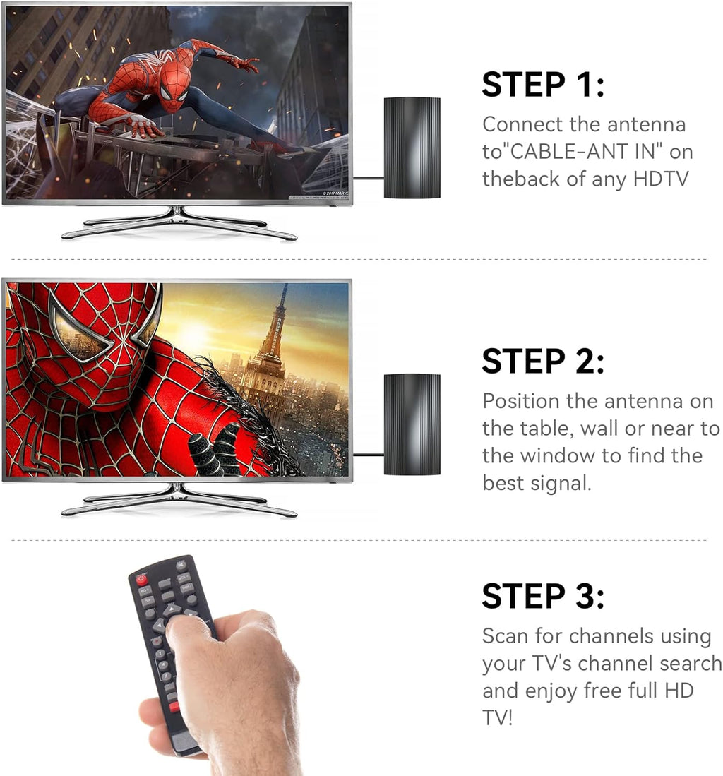 Digital TV Antenna 400 Miles Range Indoor Outdoor 4K 1080P HD with Amplifier Signal Booster G829